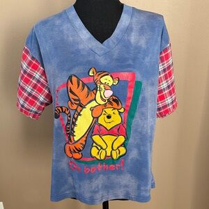 Disney Vintage Blue and Red Tigger & Winnie The Pooh Tee